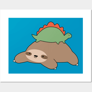 Sloth and Little Stegosaurus Posters and Art